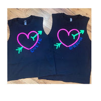 Neon Heart Camp  Muscle Tank