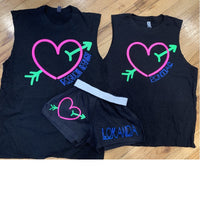 Neon Heart Camp  Muscle Tank